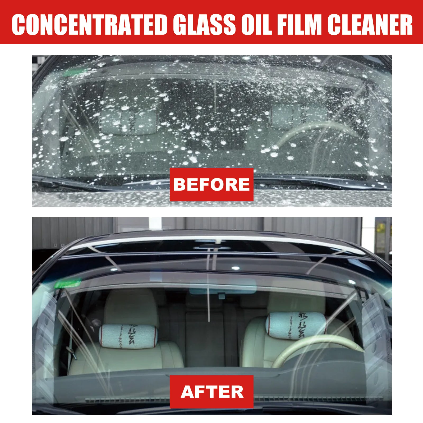 Rayhong Concentrated Glass Oil Film Cleaner - Anti-Fog, Rain Repellent, Oil & Stain Remover for Car Windshield & Windows